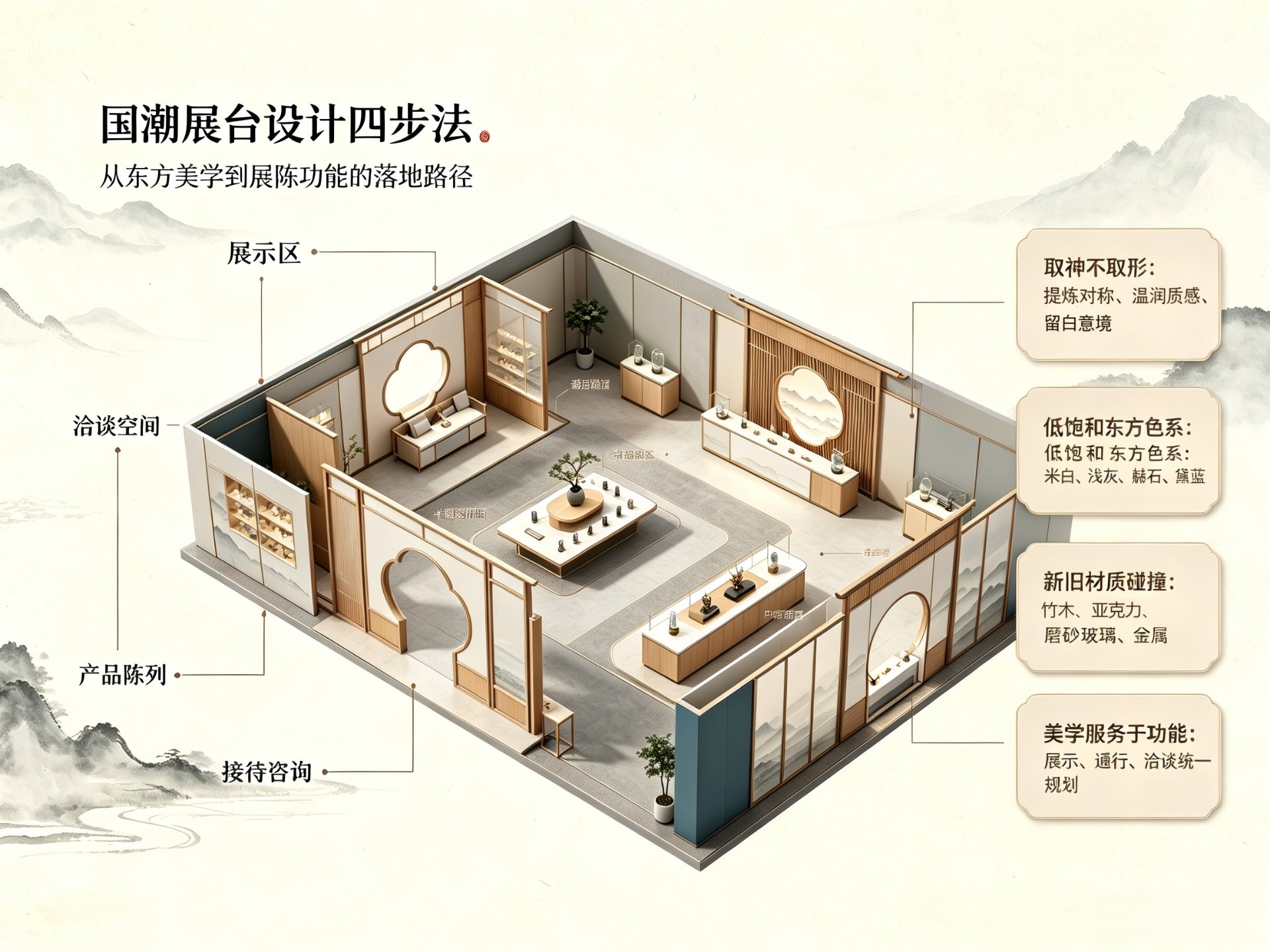 国潮展台设计四步法：从东方美学到展陈功能的落地路径
